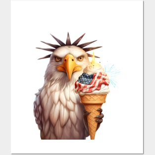 American Bald Eagle with Ice Cream Posters and Art